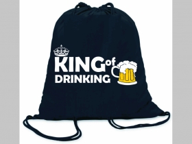 King of Drinking ľahké sťahovacie vrecko ( batôžtek / vak ) s čiernou šnúrkou, 100% bavlna 100 g/m2, rozmery cca. 37 x 41 cm